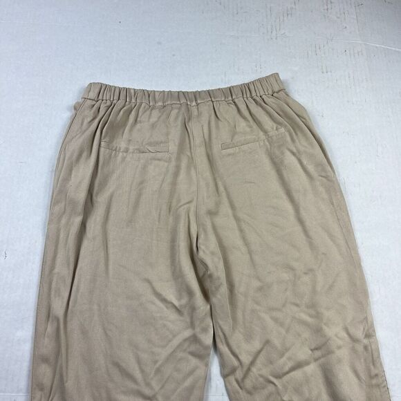 MNG Mango Basics Womens Drawstring Ankle Pants Beige Pull On Pockets Casual XS - Picture 10 of 12